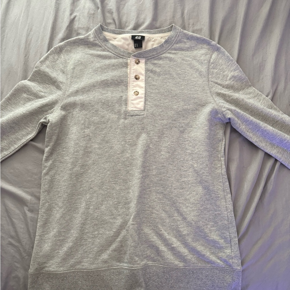 H&M Light Gray Crewneck Sweater for Men